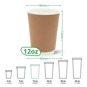 12oz kraft double wall paper cup specs