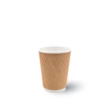 12oz kraft ripple-wall cups for hot lattes and iced drinks