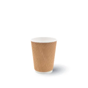 12oz kraft ripple-wall cups for hot lattes and iced drinks