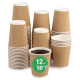 50 pack 12oz kraft ripple wall paper cup