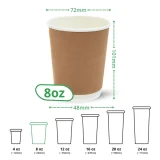 8oz kraft double wall paper cup specs