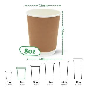8oz kraft double wall paper cup specs