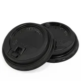 black sip-through lids for 12oz takeaway coffee cups