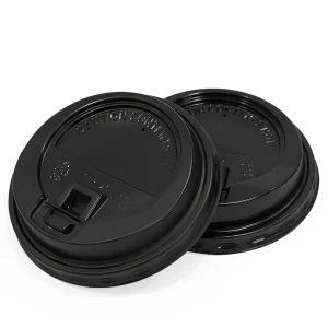 black sip-through lids for 12oz takeaway coffee cups