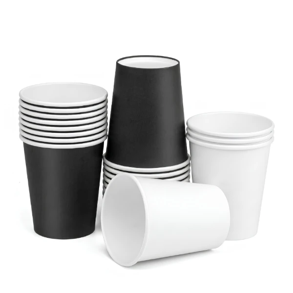 black and white paper cups