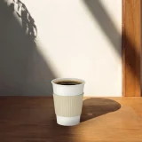 12oz white single wall paper cup in use
